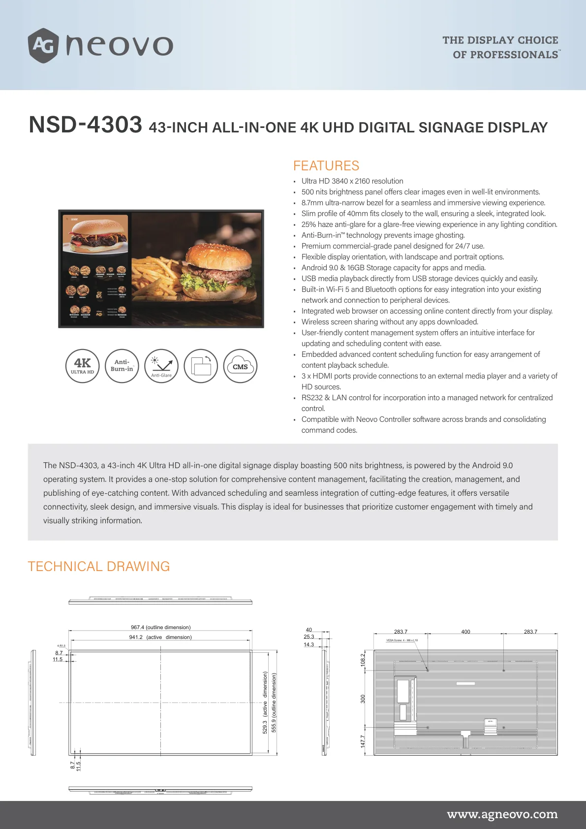 NSD-4303 – 43" Android Signage – Vorschau Seite 1