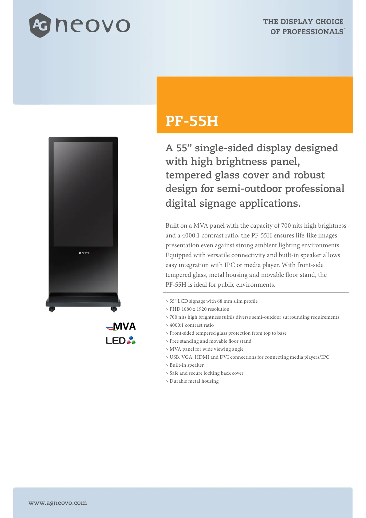 PF-55H – 55" Semi-Outdoor Totem – Vorschau Seite 1