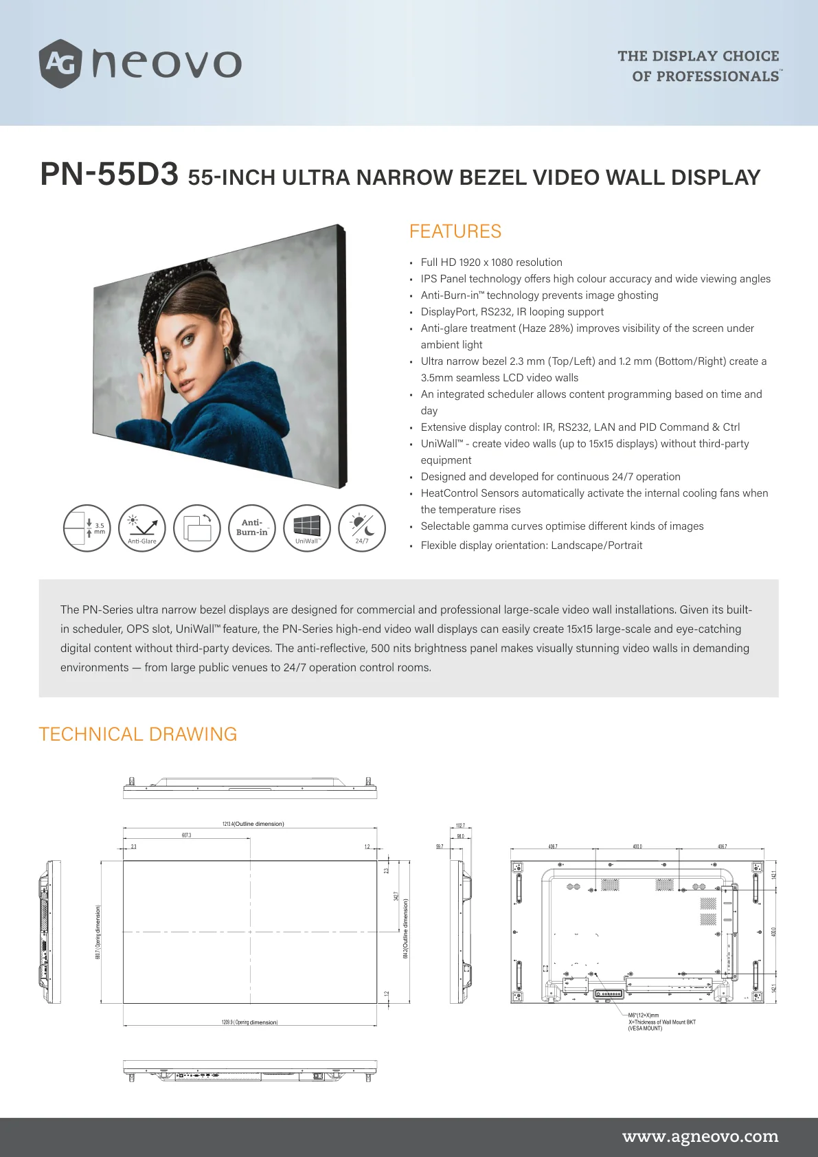 PN-55D3 – 55" Videowall – Vorschau Seite 1